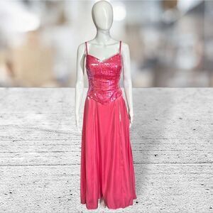 Nadine Vintage‎ Pink Disco Ball Top Gown Open back